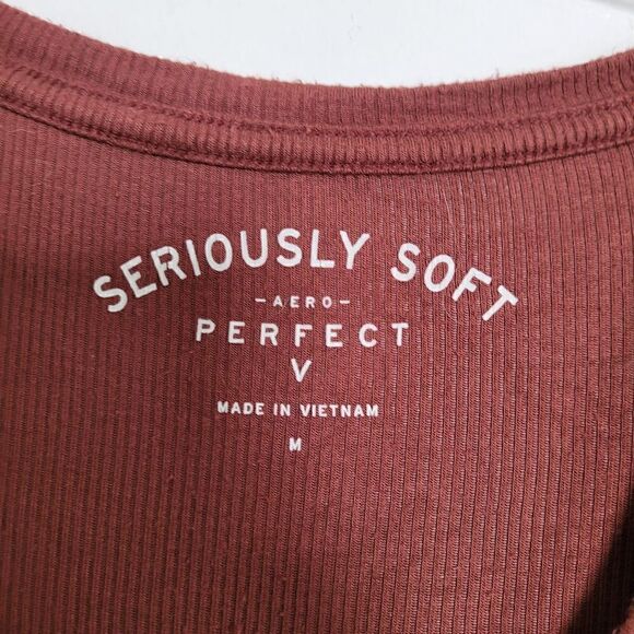 BRICK Red Seriously Soft Ribbed Long Sleeve V Neck - Picture 2 of 4